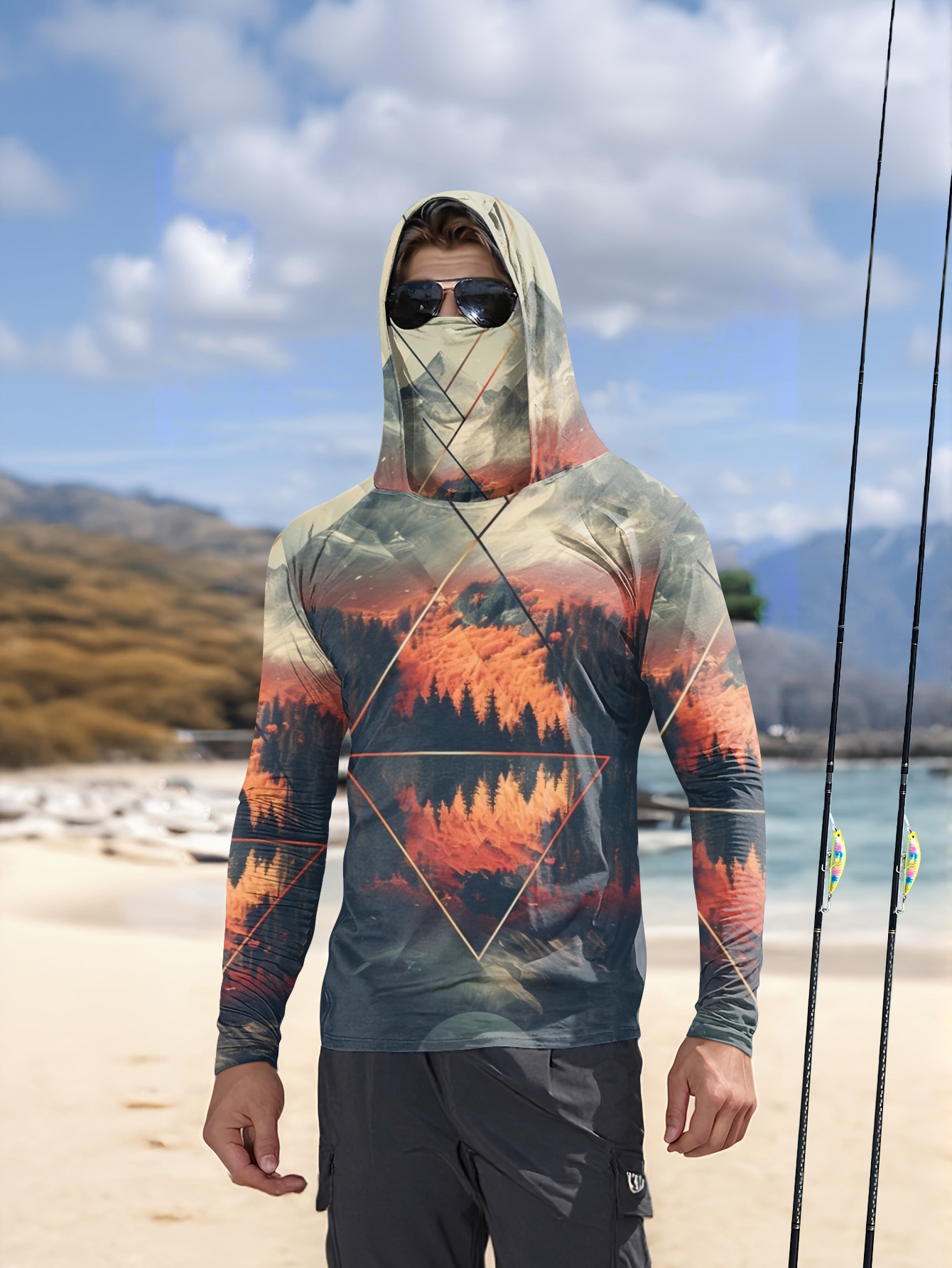 3D Printing Mask - Sudadera de Pesca para Hombre con
